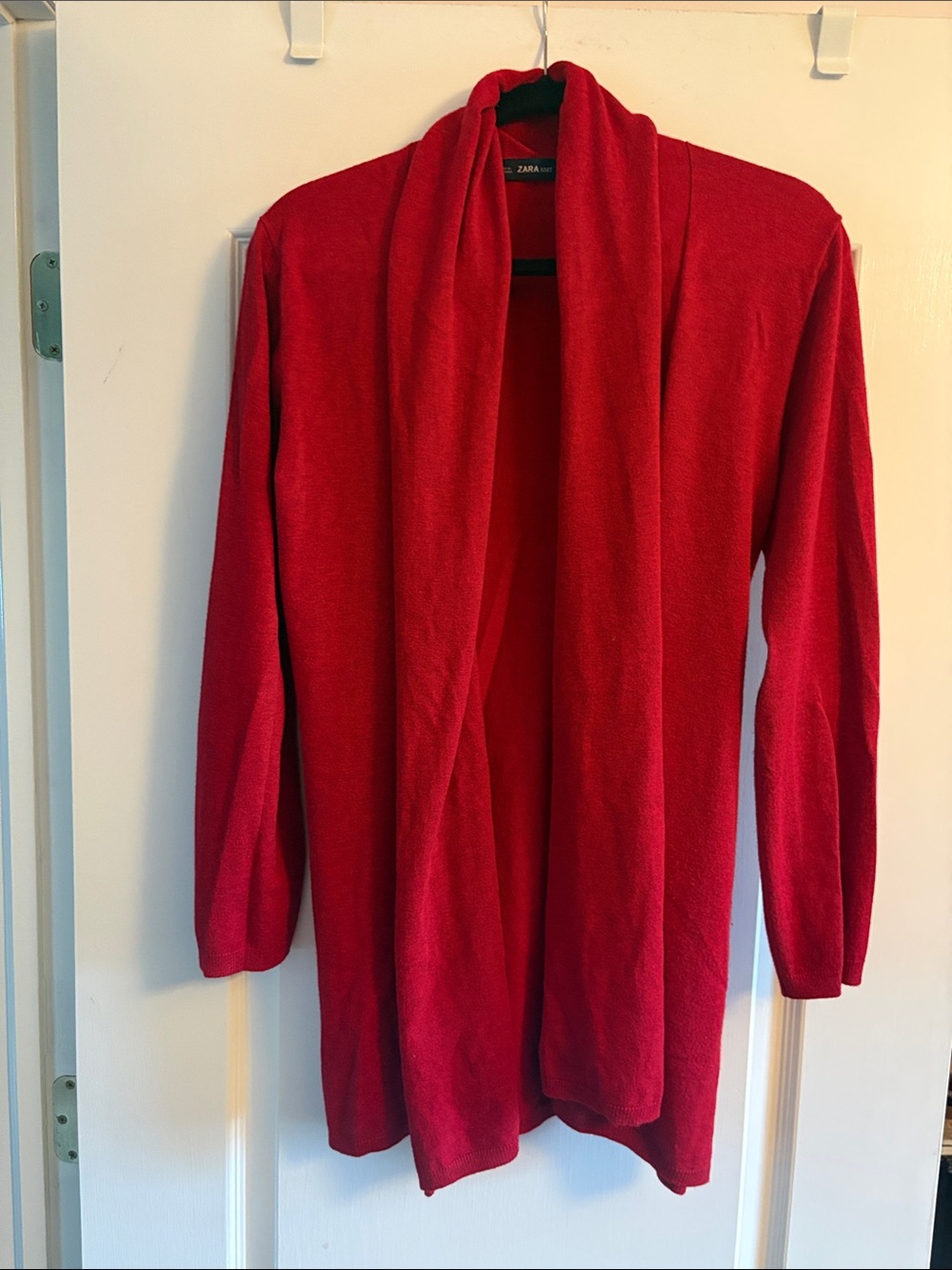 Zara Open-Front Red Cardigan Sweater